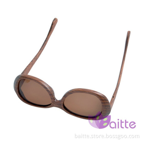 Unisex round and smal sunglasses wooden eyeglasses